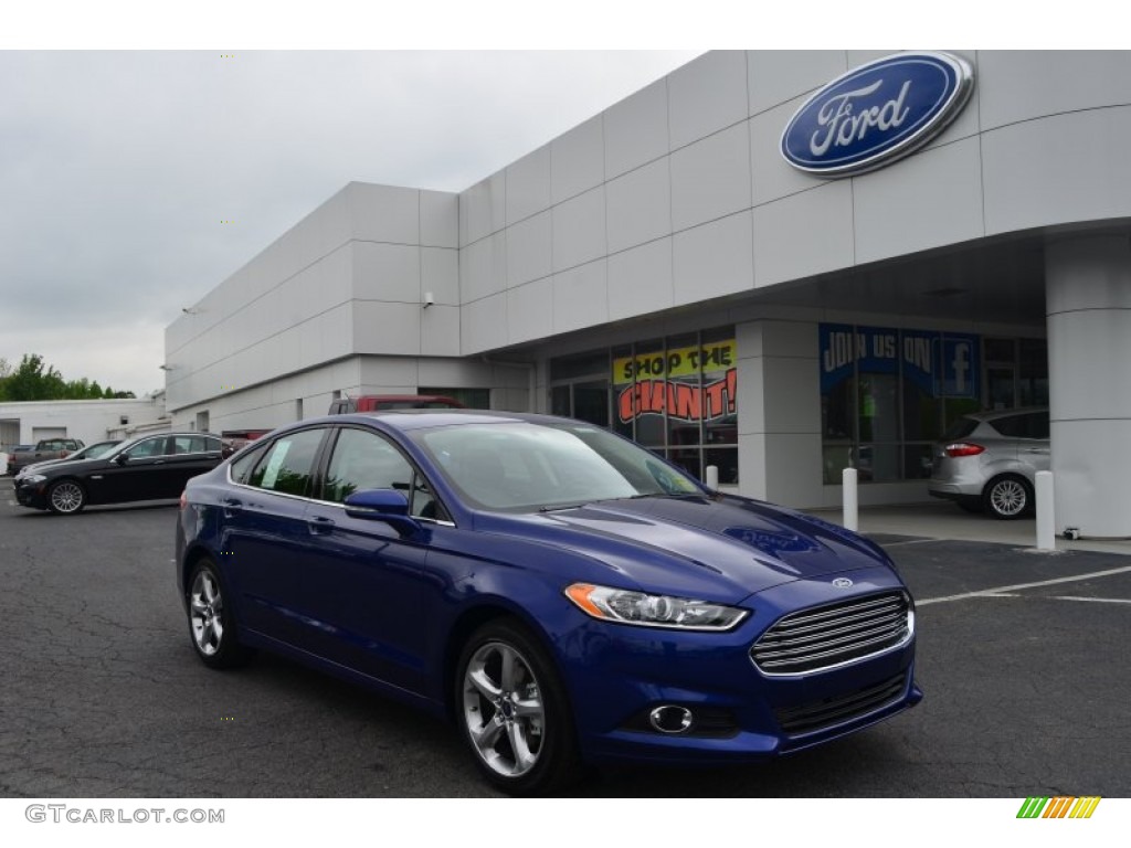 2013 Fusion SE 1.6 EcoBoost - Deep Impact Blue Metallic / SE Appearance Package Charcoal Black/Red Stitching photo #1