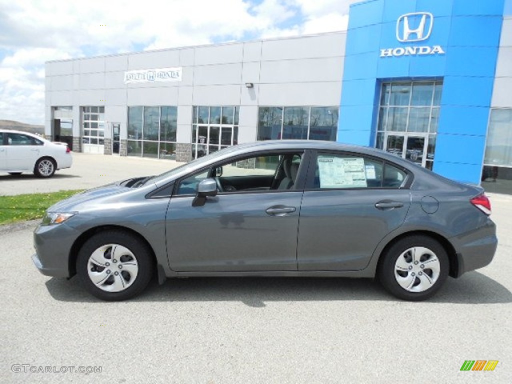 2013 Civic LX Sedan - Polished Metal Metallic / Gray photo #2