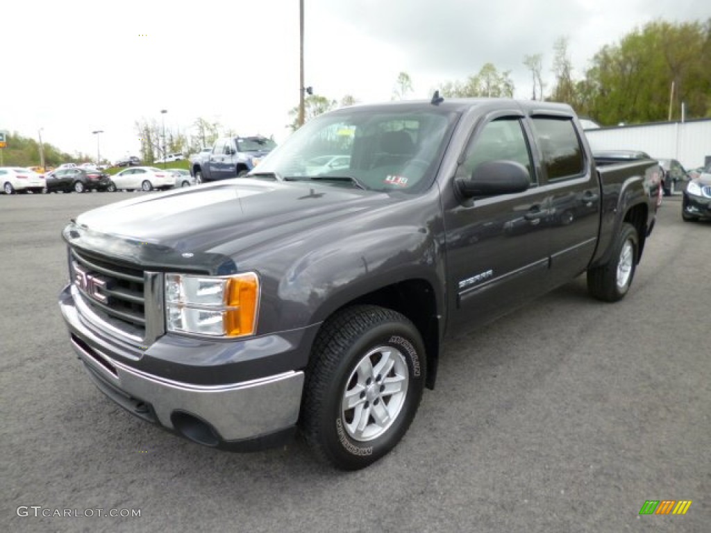 2010 Sierra 1500 SLE Crew Cab 4x4 - Storm Gray Metallic / Ebony photo #3