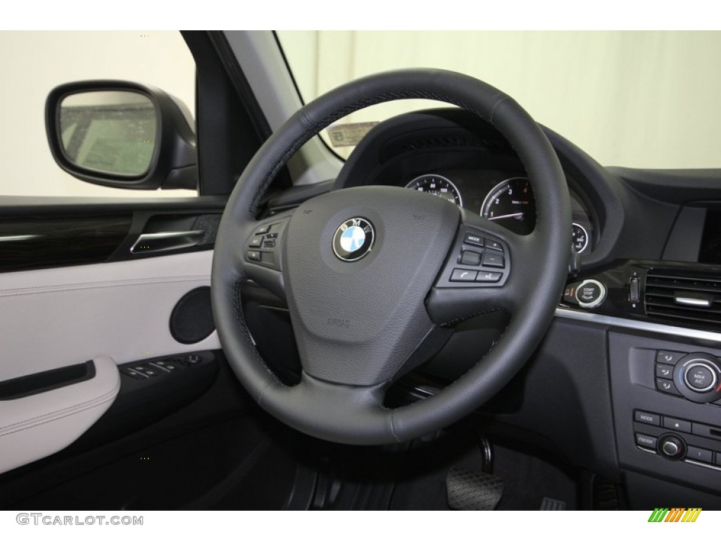 2014 BMW X3 xDrive28i Oyster Steering Wheel Photo #80475236