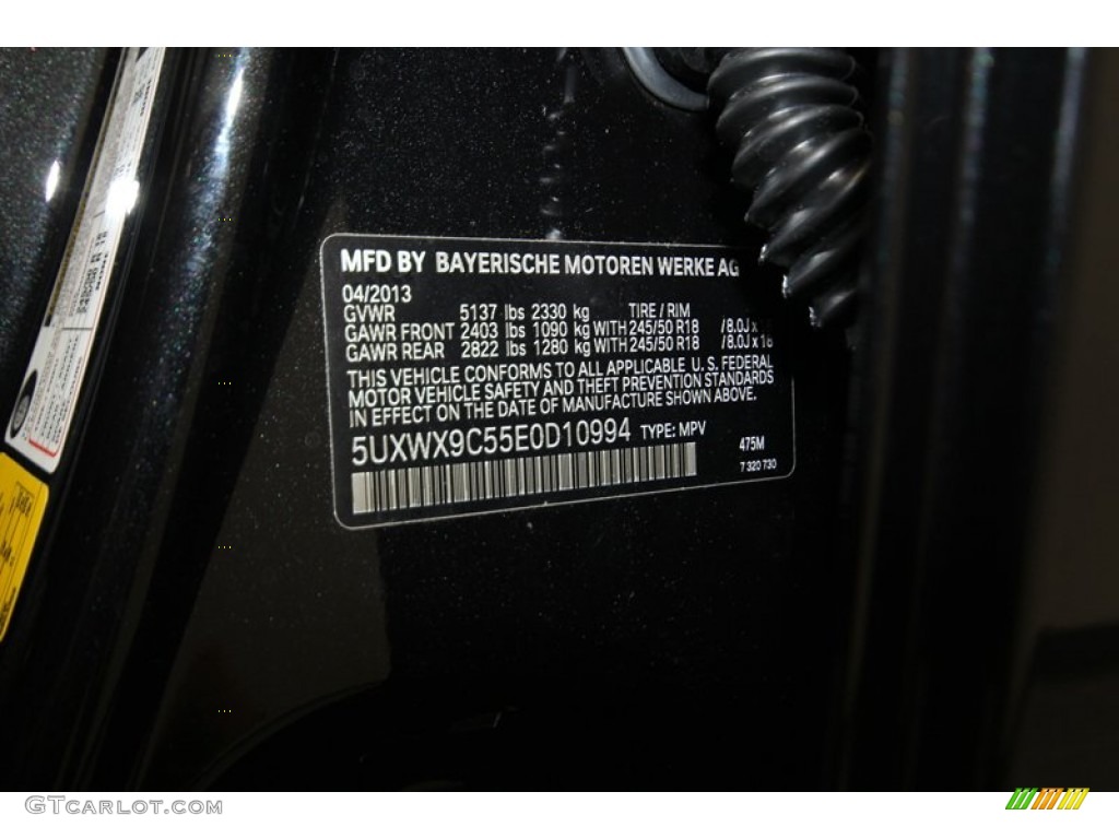 2014 X3 Color Code 475 for Black Sapphire Metallic Photo #80475445