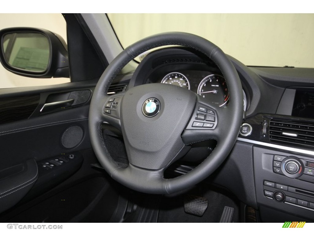 2014 BMW X3 xDrive28i Black Steering Wheel Photo #80475788