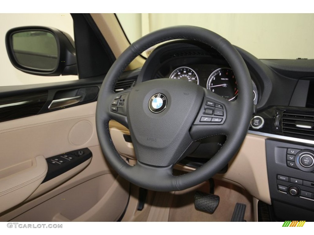 2014 BMW X3 xDrive28i Sand Beige Steering Wheel Photo #80476307