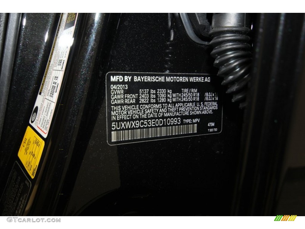 2014 X3 Color Code 475 for Black Sapphire Metallic Photo #80476367