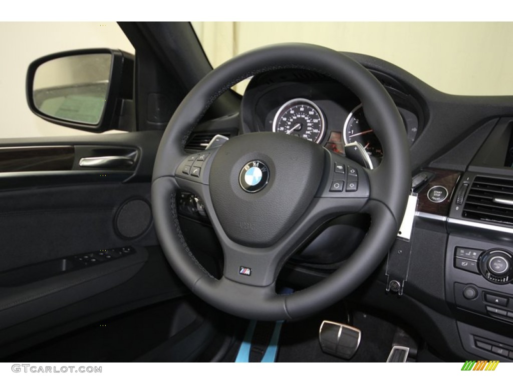 2014 BMW X6 xDrive35i Black Steering Wheel Photo #80477037