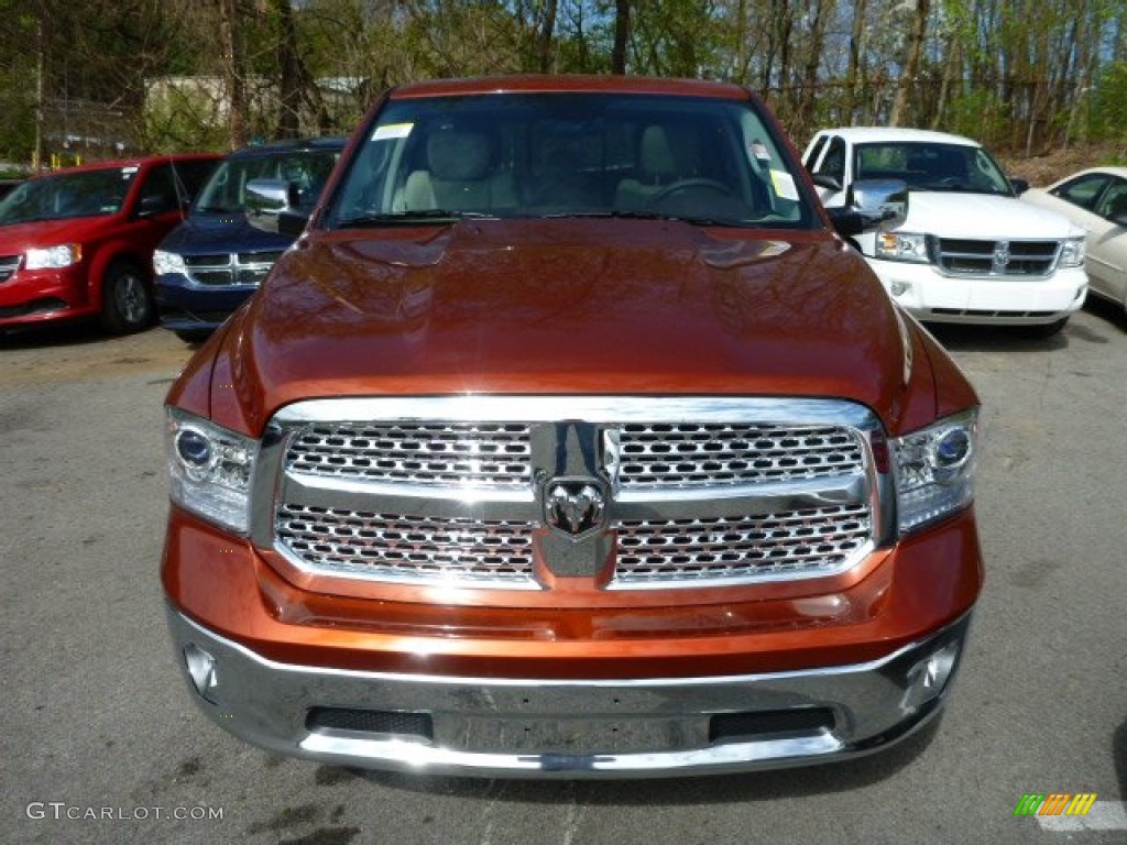 2013 1500 Laramie Quad Cab 4x4 - Copperhead Pearl / Canyon Brown/Light Frost Beige photo #8