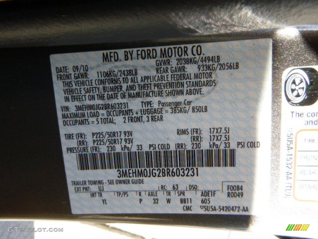 2011 Milan Color Code UJ for Sterling Grey Metallic Photo #80483036