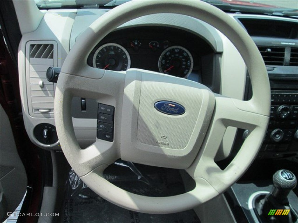 2010 Ford Escape XLS Stone Steering Wheel Photo #80484874