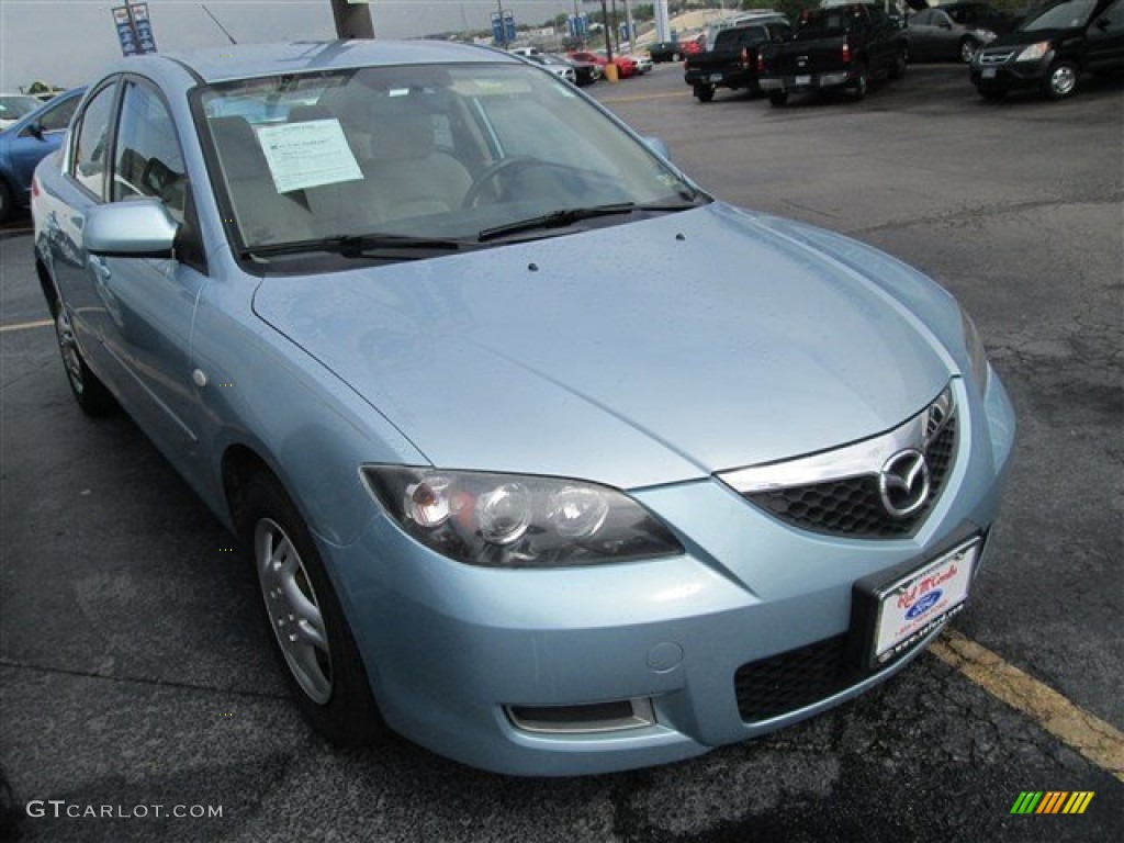 2007 MAZDA3 i Sport Sedan - Ice Blue Metallic / Beige photo #1