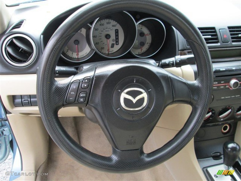 2007 Mazda MAZDA3 i Sport Sedan Beige Steering Wheel Photo #80492031