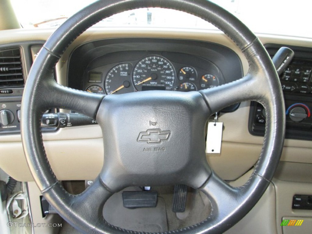 2002 Chevrolet Silverado 2500 LS Crew Cab 4x4 Tan Steering Wheel Photo #80494489