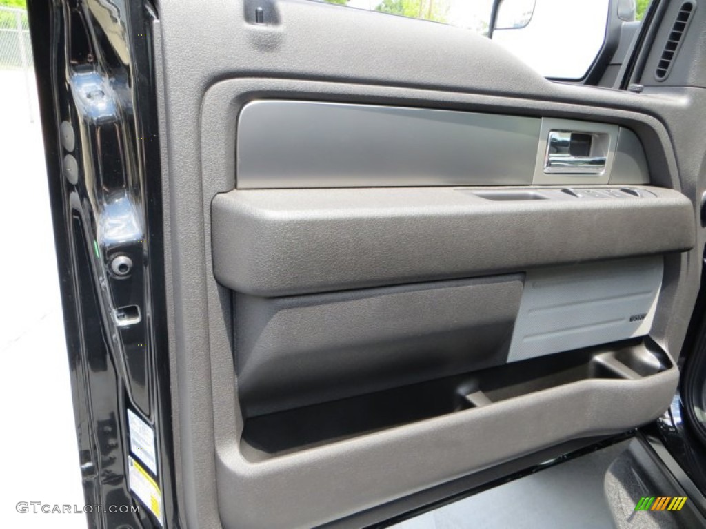 2013 Ford F150 SVT Raptor SuperCrew 4x4 Raptor Black Leather/Cloth Door Panel Photo #80494942