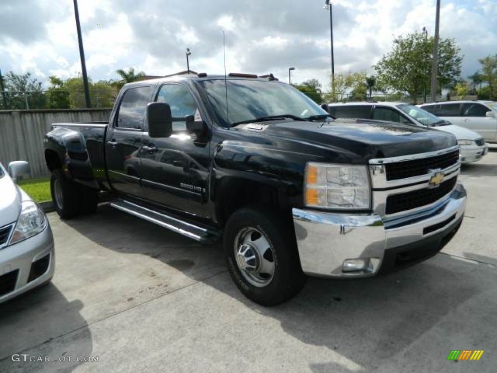 Black 2008 Chevrolet Silverado 3500HD LTZ Crew Cab 4x4 Dually Exterior Photo #80502094