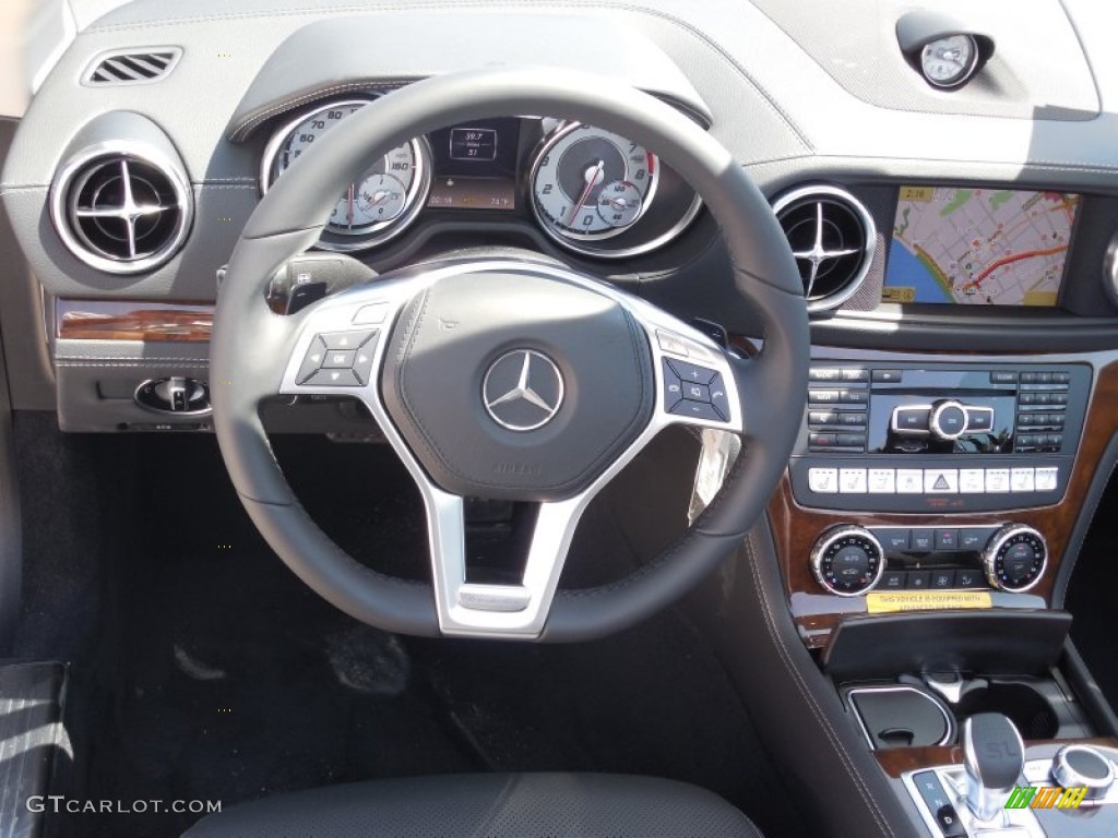 2013 Mercedes-Benz SL 550 Roadster Black Steering Wheel Photo #80502709