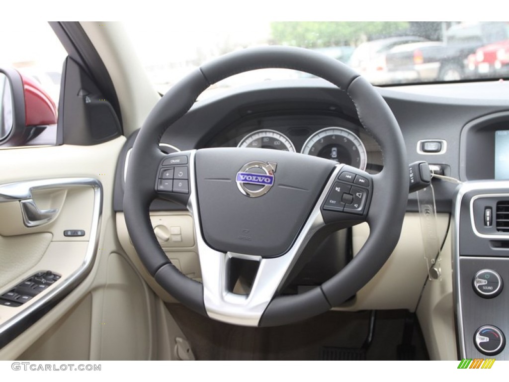 2013 Volvo S60 T5 Soft Beige Steering Wheel Photo #80516896