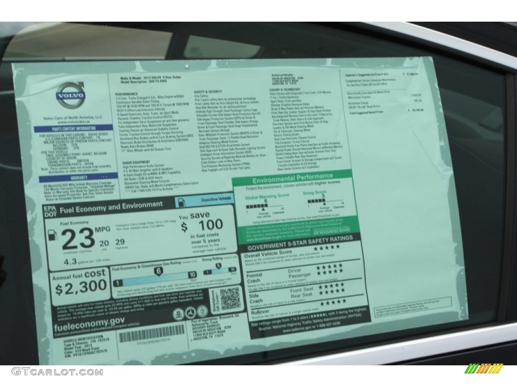 2013 Volvo S60 T5 AWD Window Sticker Photo #80519382