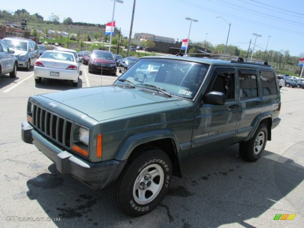 2000 Cherokee Sport 4x4 - Medium Fern Green Metallic / Agate Black photo #4
