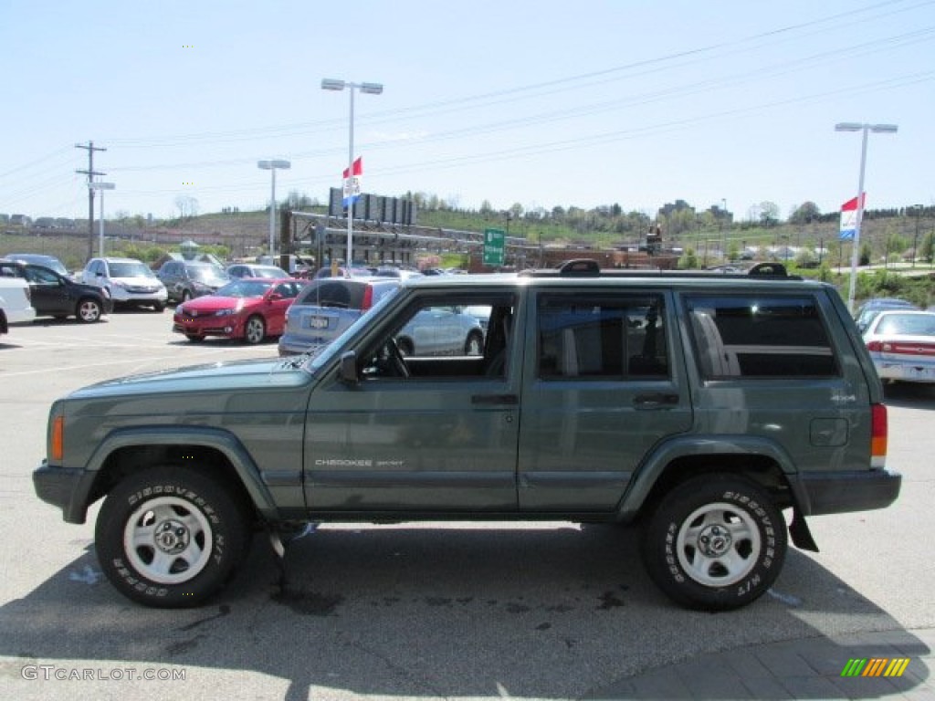 2000 Cherokee Sport 4x4 - Medium Fern Green Metallic / Agate Black photo #5