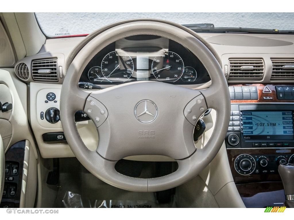 2005 Mercedes-Benz C 320 Sedan Stone Steering Wheel Photo #80524246