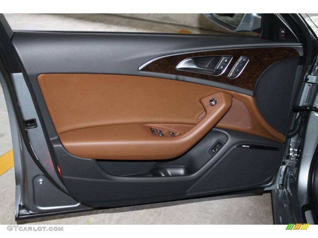 2012 Audi A6 3.0T quattro Sedan Nougat Brown Door Panel Photo #80524607