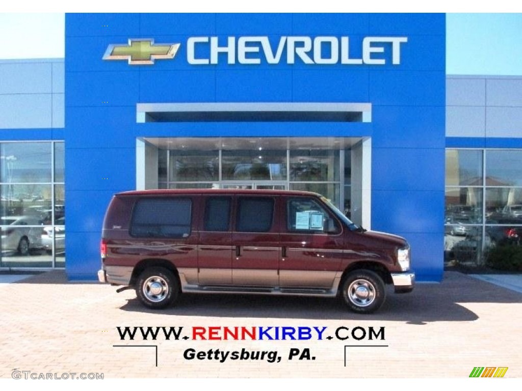 2008 E Series Van E150 Passenger Conversion - Dark Toreador Red Metallic / Medium Pebble photo #1