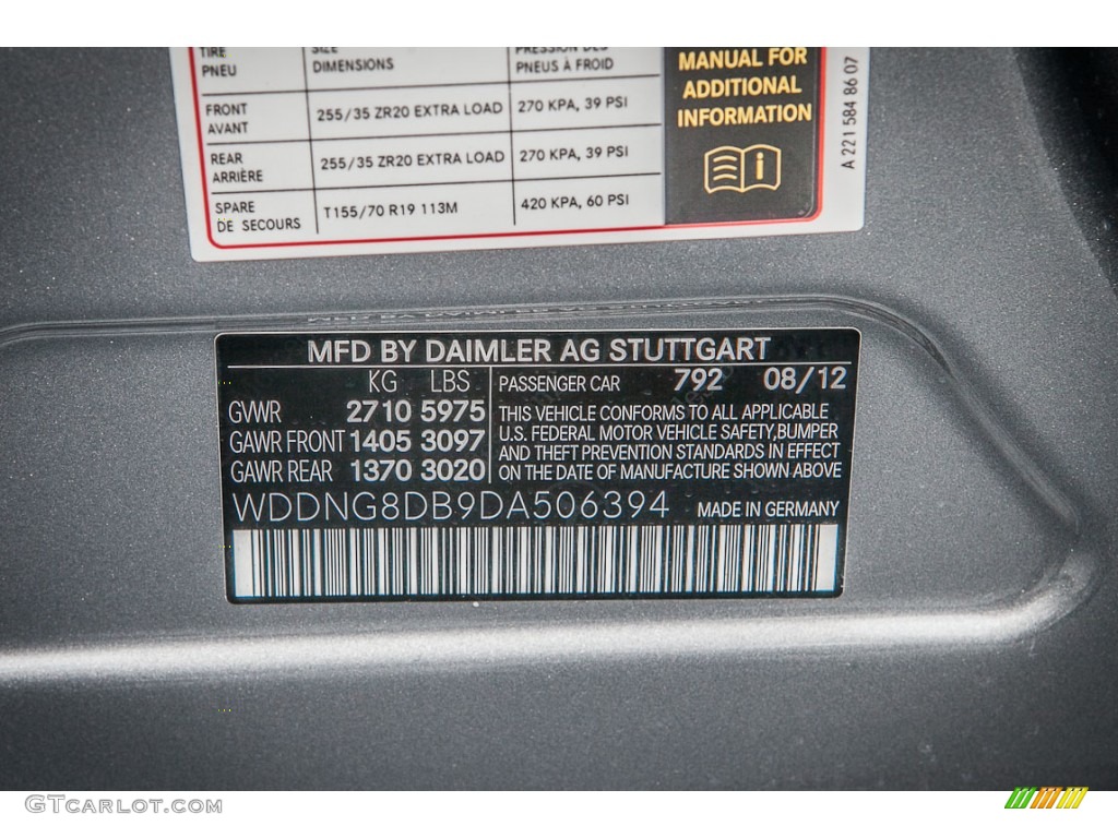 2013 Mercedes-Benz S 350 BlueTEC 4Matic Color Code Photos