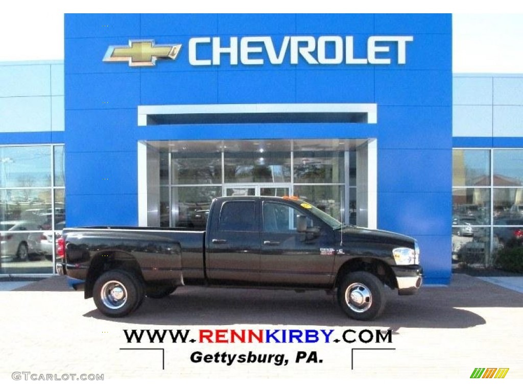 2007 Ram 3500 SLT Quad Cab 4x4 Dually - Brilliant Black Crystal Pearl / Medium Slate Gray photo #1