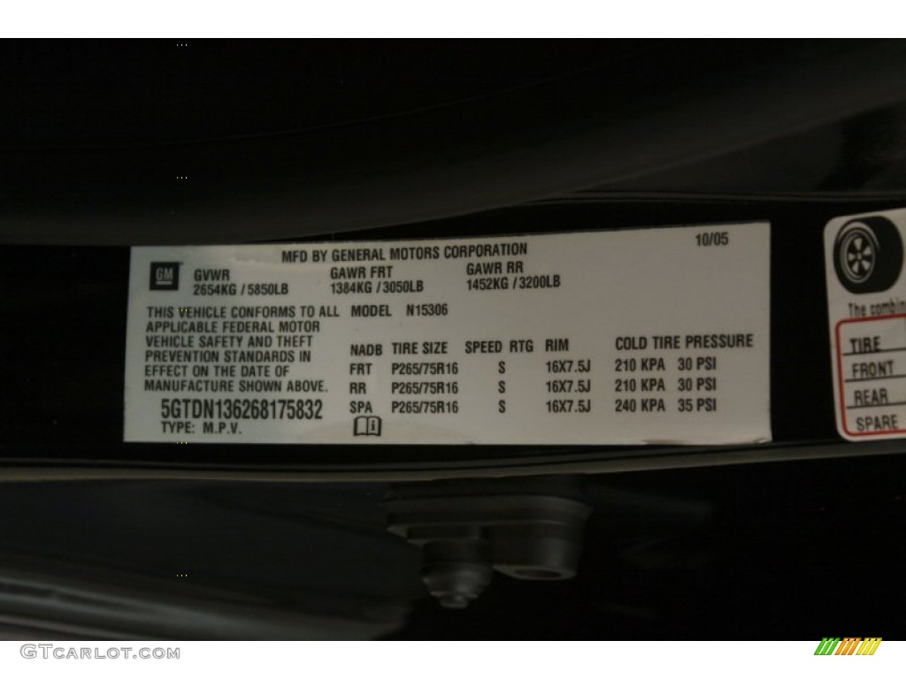 2006 Hummer H3 Standard H3 Model Info Tag Photo #80533042
