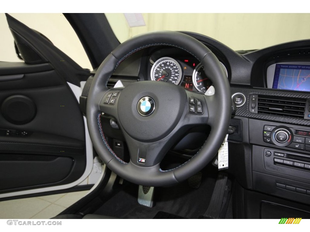 2011 BMW M3 Coupe Black Novillo Leather Steering Wheel Photo #80536278