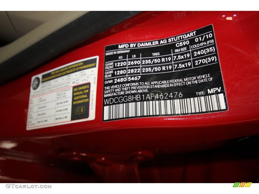 2010 GLK Color Code 590 for Mars Red Photo #80536419