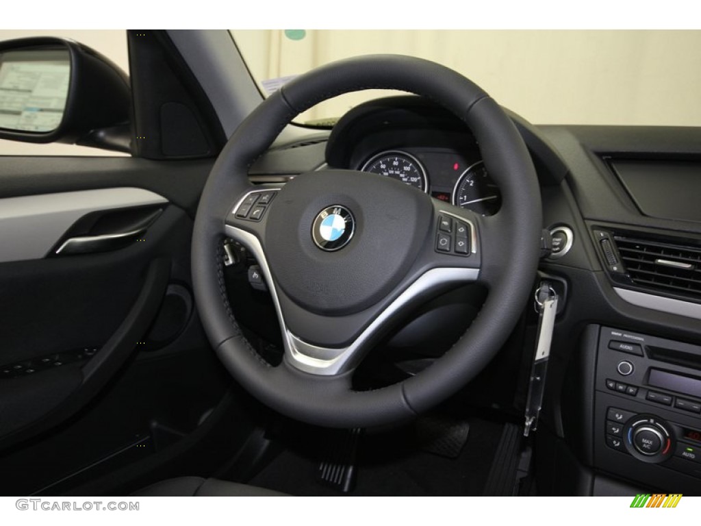 2014 BMW X1 sDrive28i Black Steering Wheel Photo #80537779