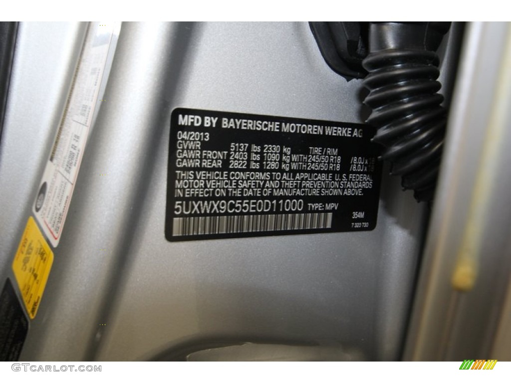 2014 X3 Color Code 354 for Titanium Silver Metallic Photo #80537812
