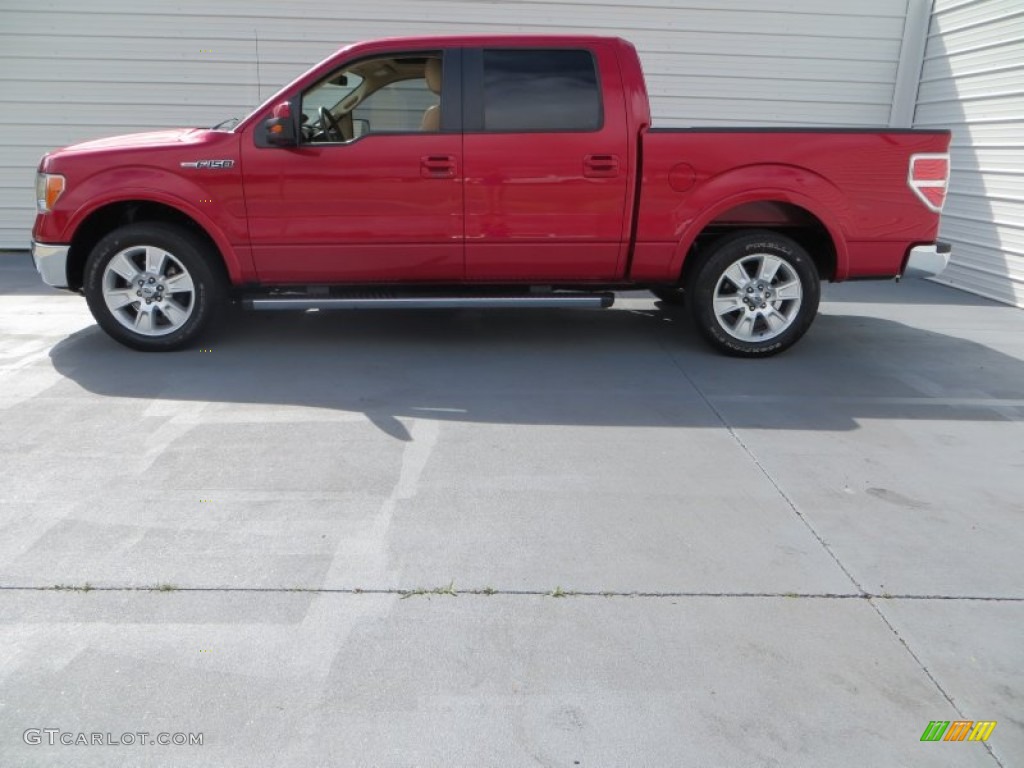 2011 F150 Lariat SuperCrew - Red Candy Metallic / Pale Adobe photo #6