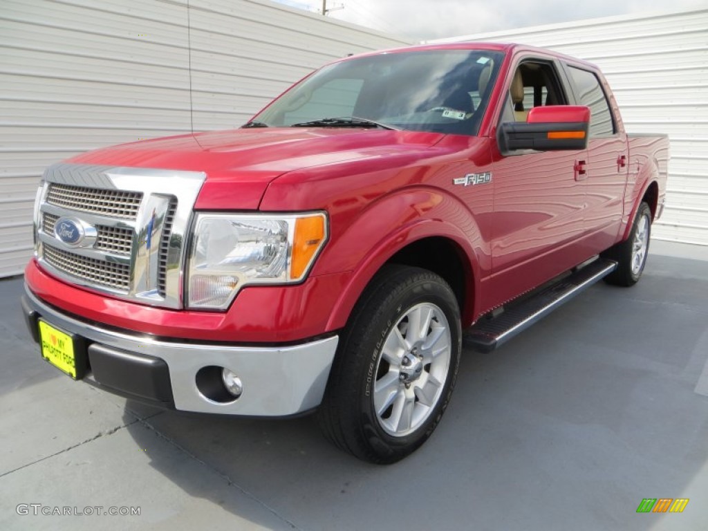 2011 F150 Lariat SuperCrew - Red Candy Metallic / Pale Adobe photo #7