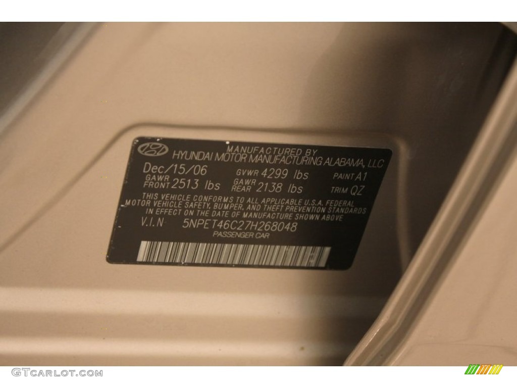 2007 Hyundai Sonata GLS Color Code Photos
