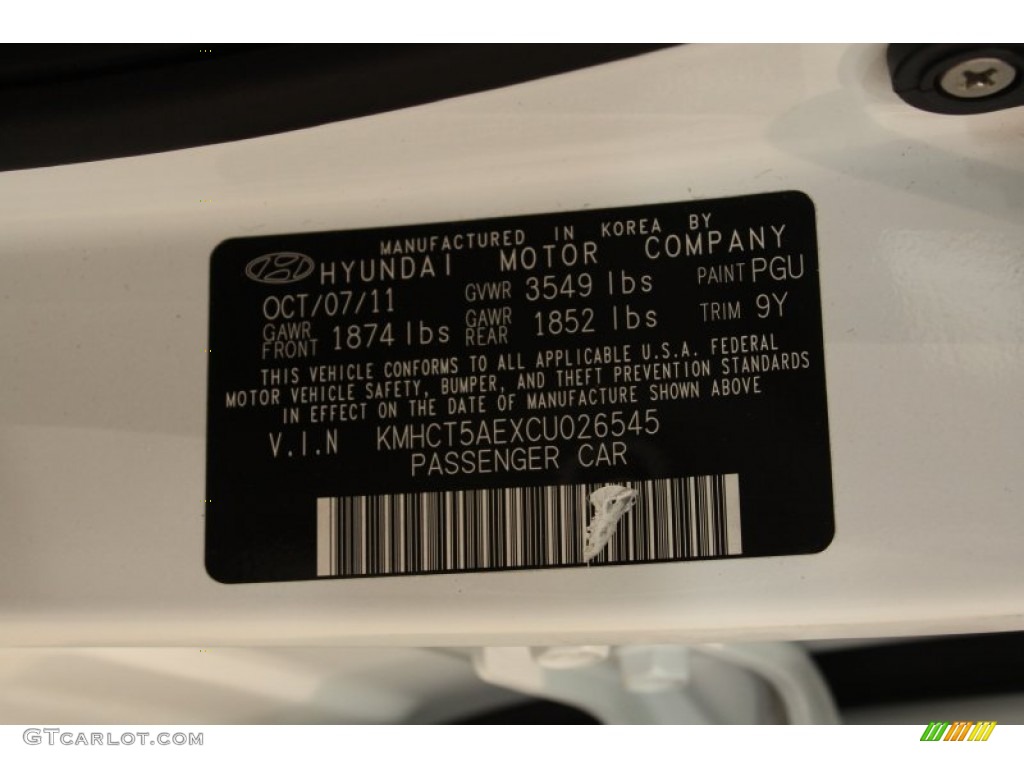2012 Accent Color Code PGU for Century White Photo #80548850