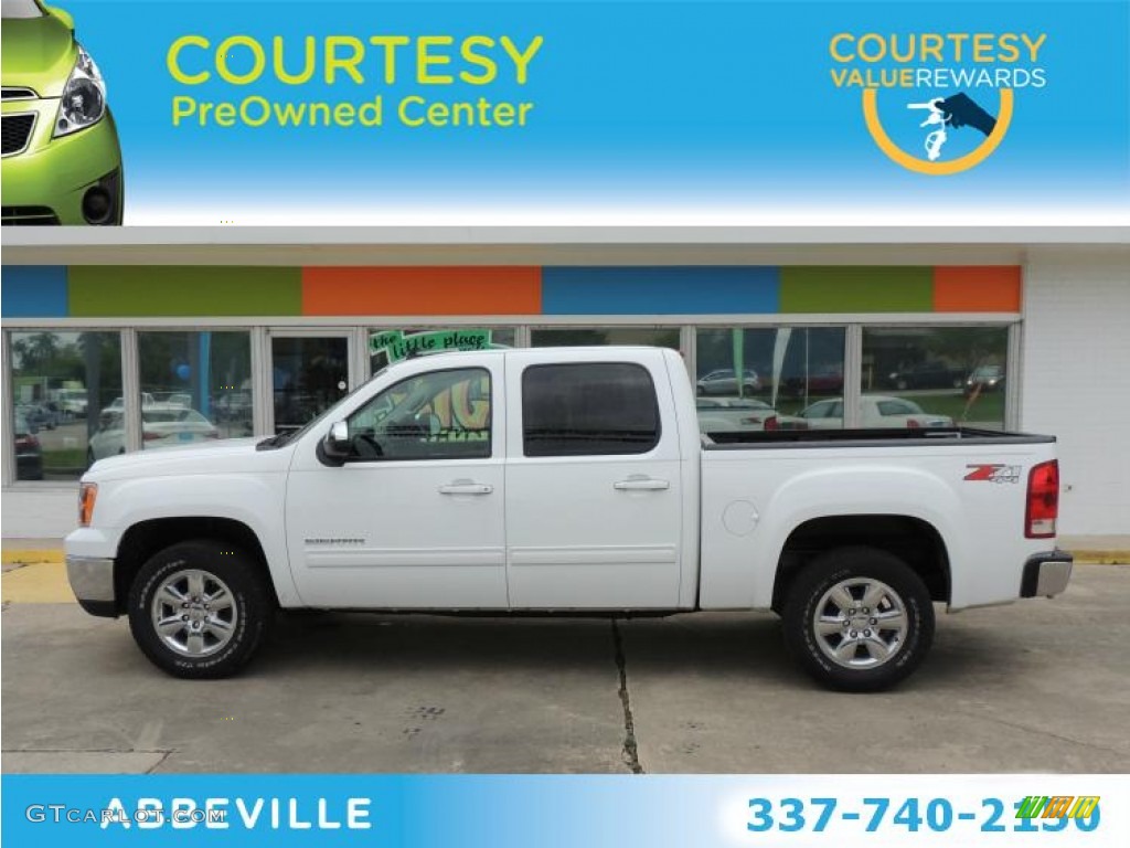 2012 Sierra 1500 SLT Crew Cab 4x4 - Summit White / Very Dark Cashmere/Light Cashmere photo #1