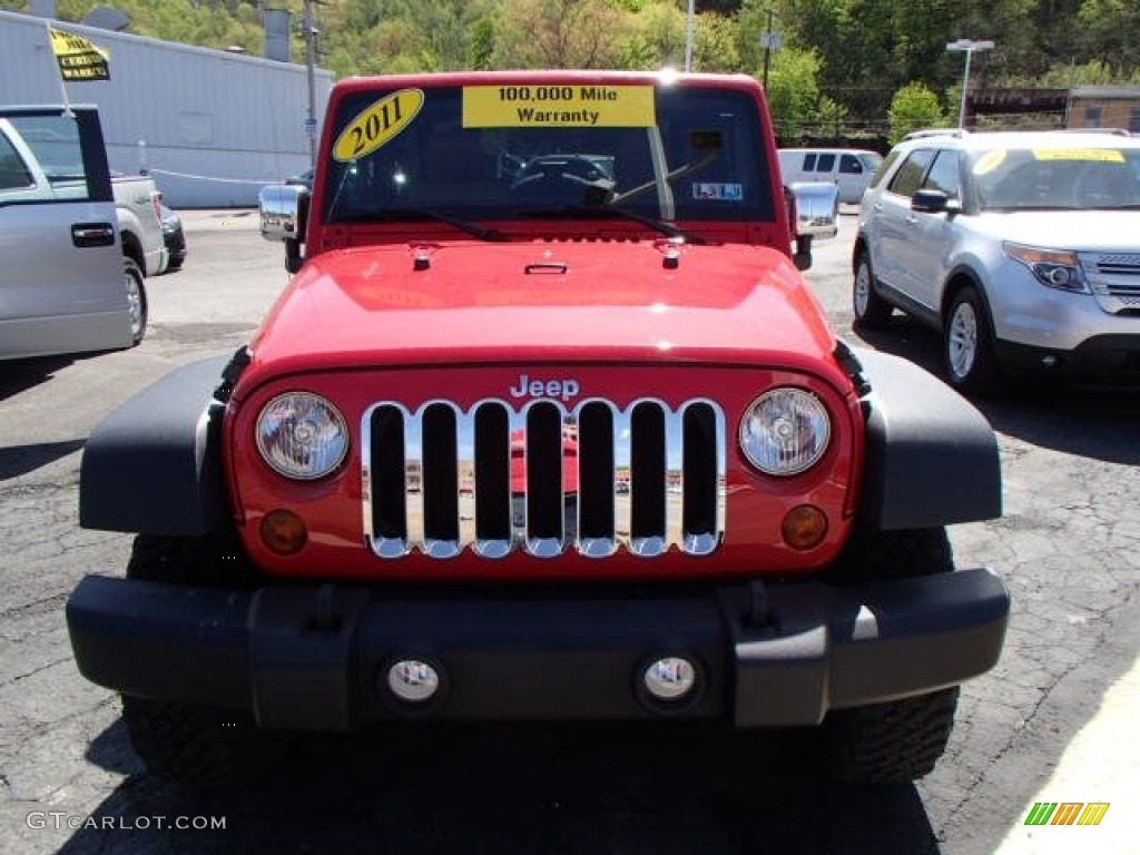 2011 Wrangler Rubicon 4x4 - Flame Red / Black/Dark Saddle photo #3