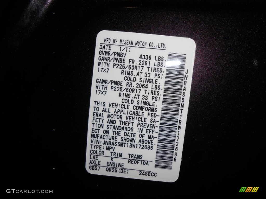 2011 Rogue SV - Black Amethyst / Gray photo #26