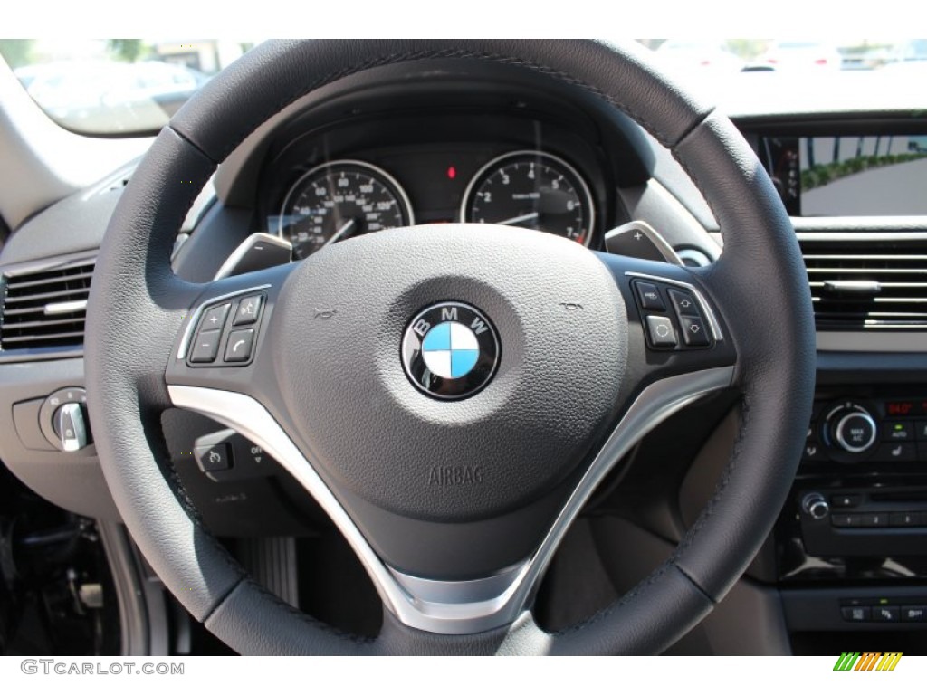 2014 BMW X1 sDrive28i Black Steering Wheel Photo #80565486