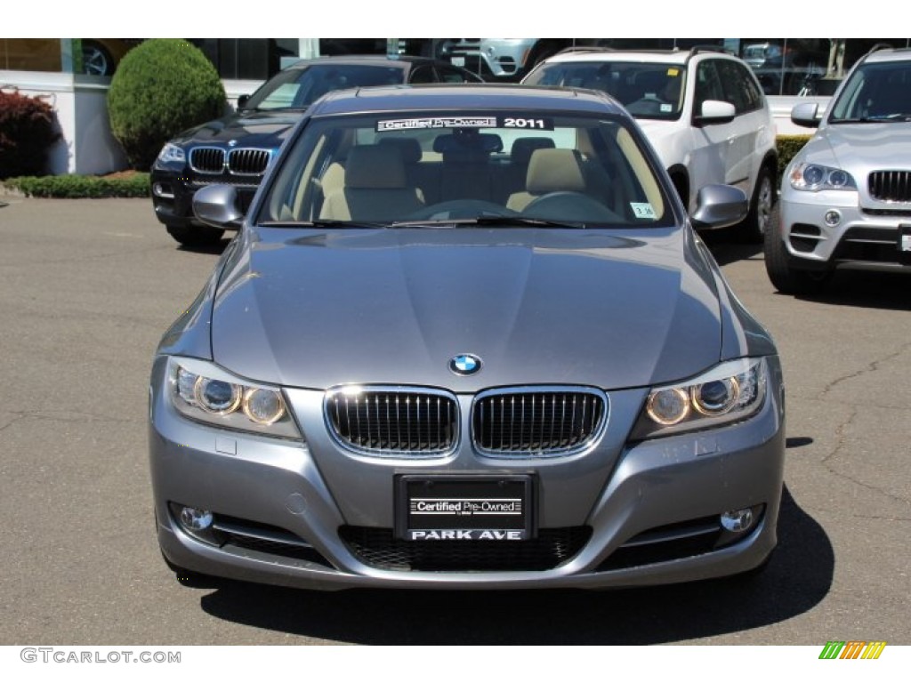 2011 3 Series 335i xDrive Sedan - Space Gray Metallic / Beige photo #2