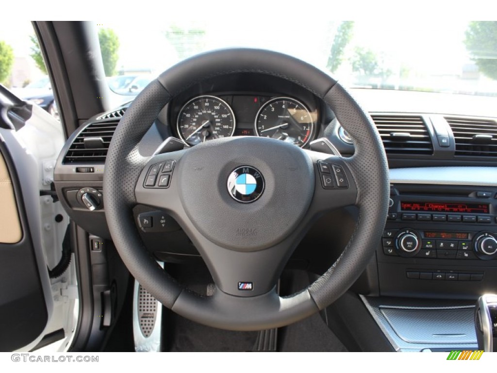 2013 BMW 1 Series 135i Convertible Savanna Beige Steering Wheel Photo #80569641