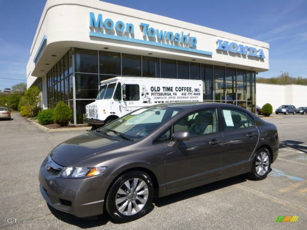 2010 Civic EX Sedan - Urban Titanium Metallic / Beige photo #1