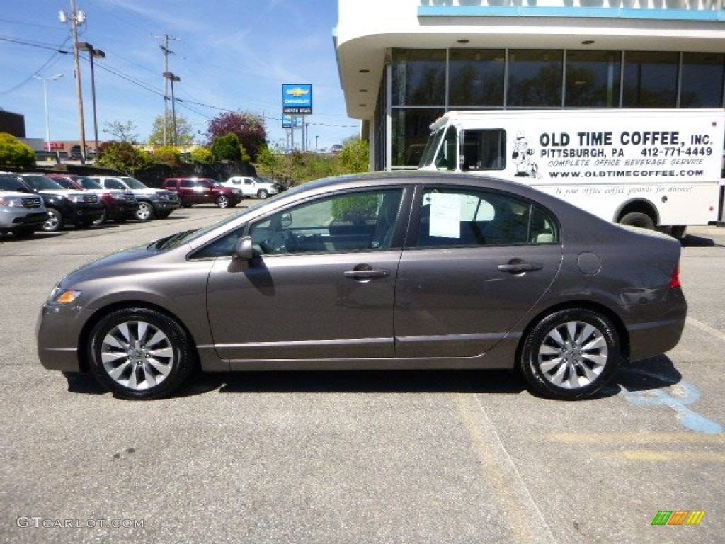 2010 Civic EX Sedan - Urban Titanium Metallic / Beige photo #2