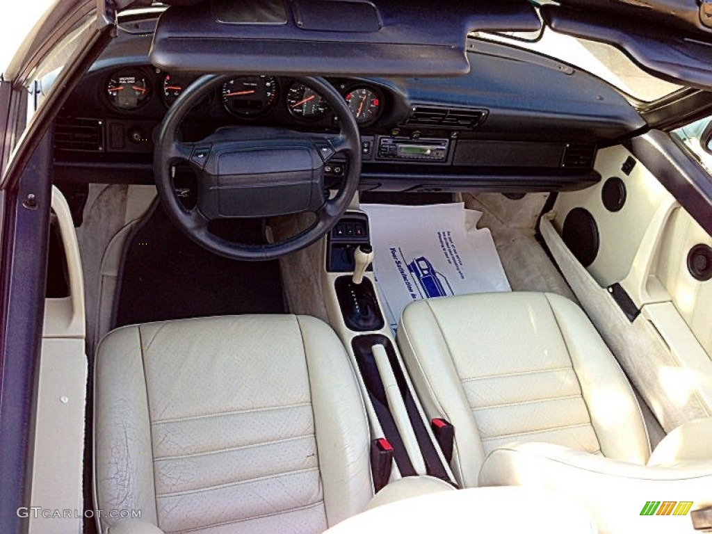 Beige Interior 1990 Porsche 911 Carrera 2 Cabriolet Photo #80569928