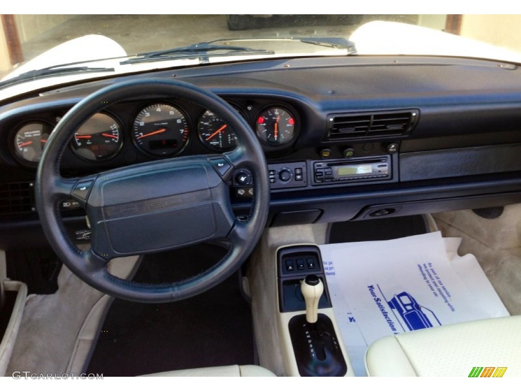 1990 Porsche 911 Carrera 2 Cabriolet Beige Dashboard Photo #80570034