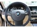 2013 BMW 5 Series Venetian Beige Interior Steering Wheel Photo