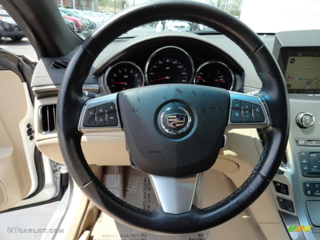 2011 Cadillac CTS 4 AWD Coupe Cashmere/Cocoa Steering Wheel Photo #80574802
