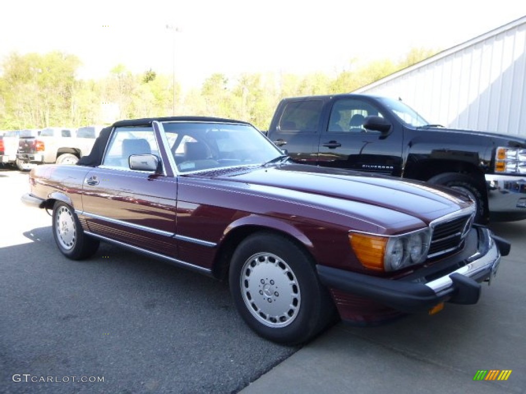 1987 SL Class 560 SL Roadster - Cabernet Red Metallic / Red photo #1