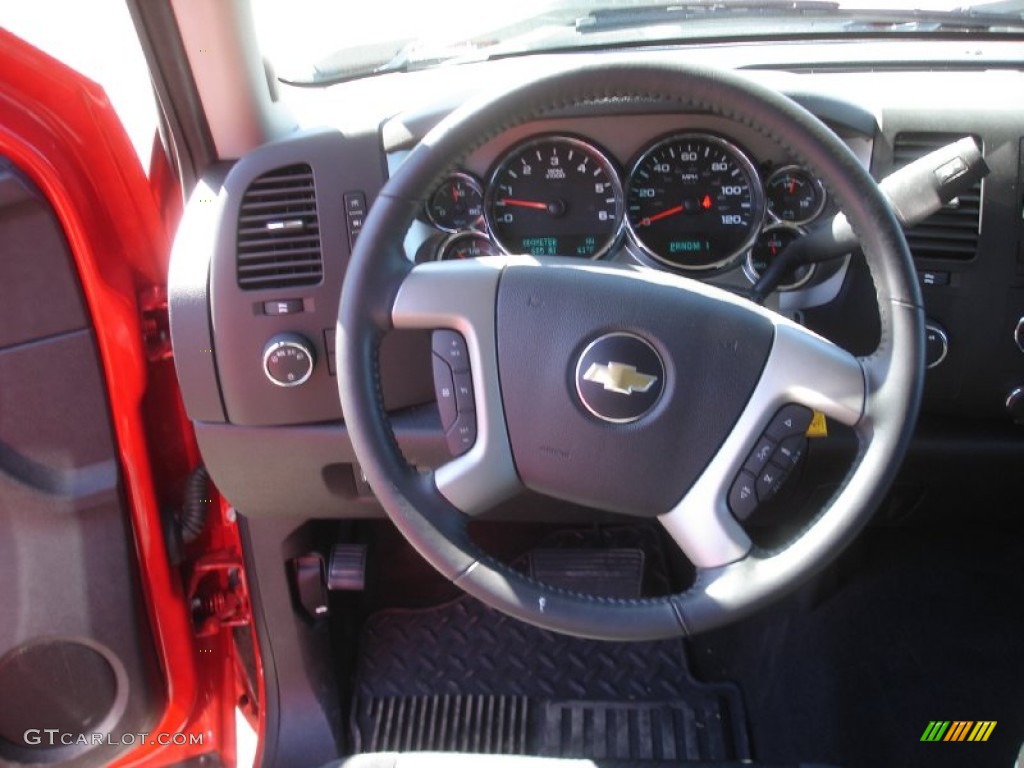 2012 Chevrolet Silverado 2500HD LT Crew Cab 4x4 Ebony Steering Wheel Photo #80577178